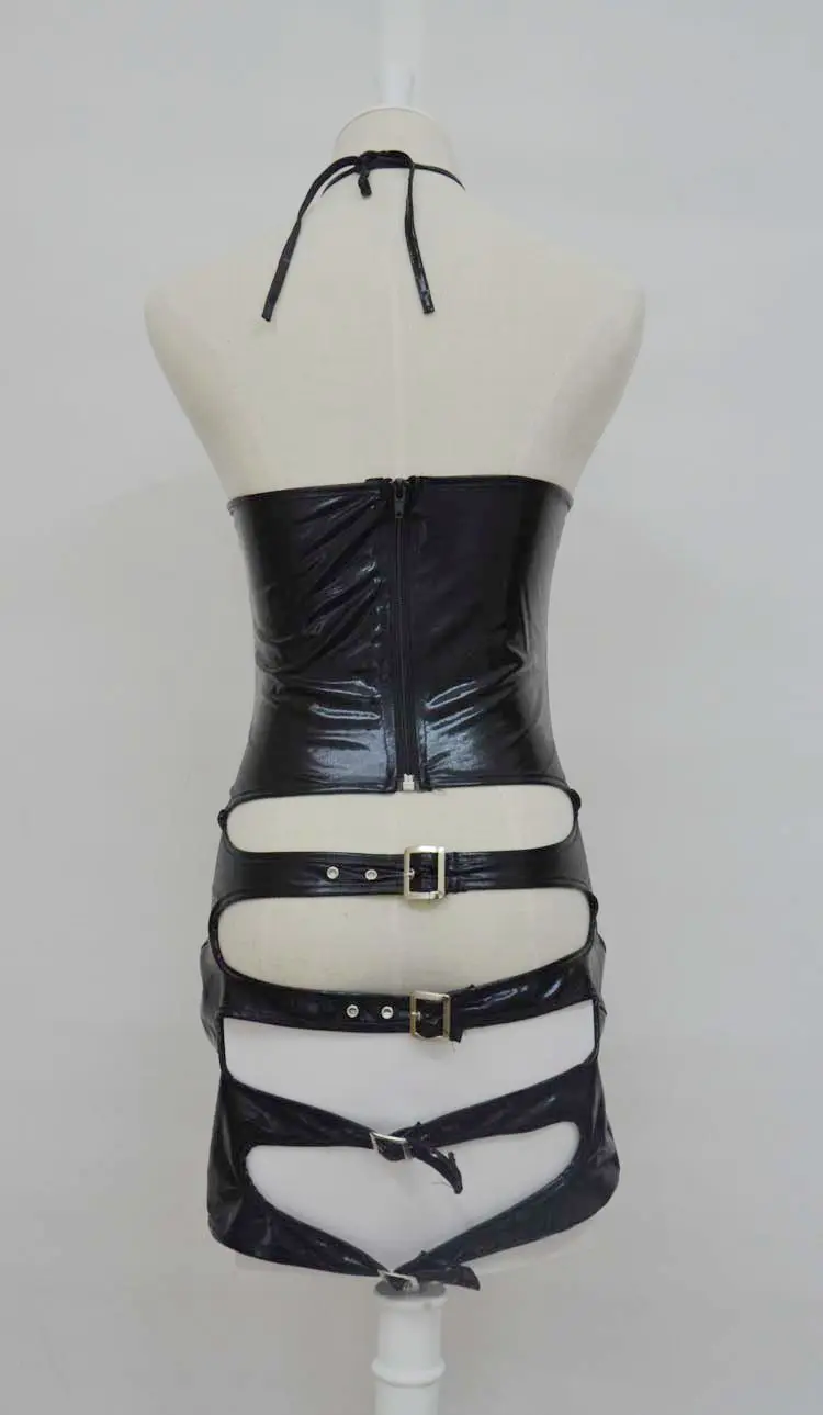 PVC Erotic Dress Crotchless Latex Pole Dance Clothes Lingerie Sexy Body Suits for Women Spandex Black Catsuit | Тематическая одежда