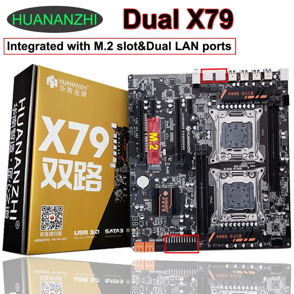 HUANANZHI X79-4D Dual Socket Motherboard with HI-SPEED M.2 SSD Slot 2 Giga LAN Port RAM Max Up To 128G Buy Computer Parts DIY