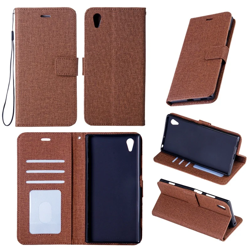 Linen Leather Cases For Sony Xperia XA XA1 XA2 Plus XZ2 2017 XZ1 Wallet Flip Mobile Phone Fundas with Strap |