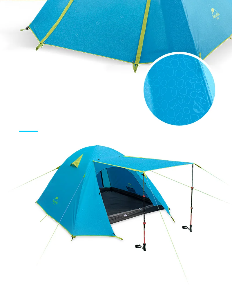 NatureHike завод продает 4 сезона 215x215x130 см двойной слой 4 человека Открытый для похода и кемпинга путешествия палатка P4
