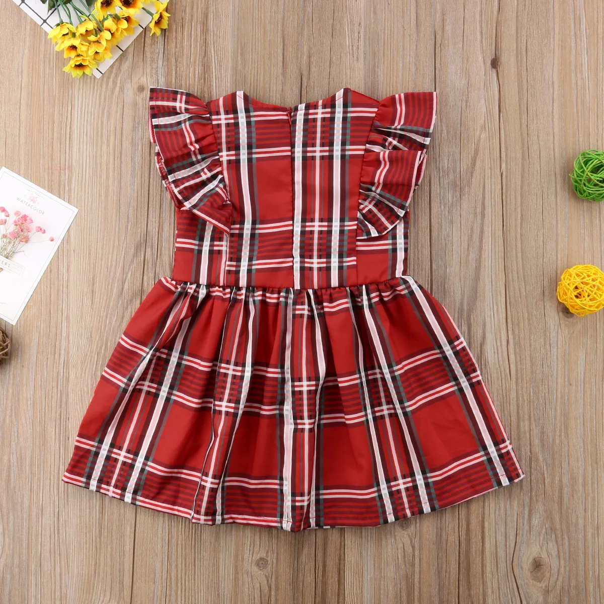 Girl Sleeveless Party Cute Tutu Mini Warm Casual Christmas Dress Clothes Toddler Kid Baby Girls Clothing Plaid 6M-5T | Детская одежда и