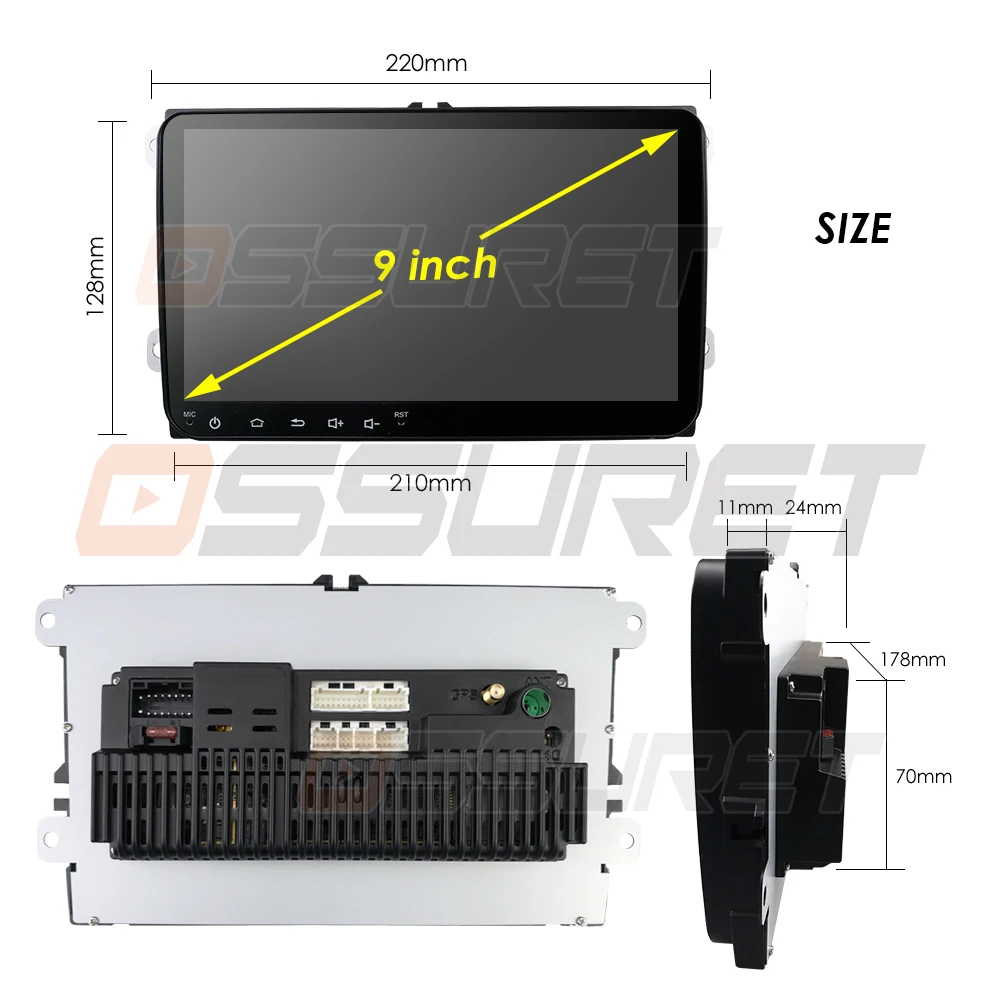 2 din 9 'ɺndroid 0 четырехъядерный автомобильный Радио Стерео GPS для V W Passat B6 CC Polo GOLF 5