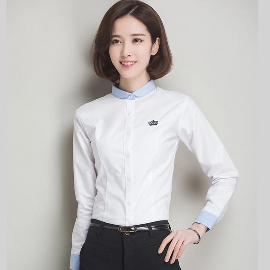White Print Cotton Shirt Velvet Woman Office Uniform Tunic Plus Size Blouses Vintage Tops Dames Kleding Women P7C1314 |