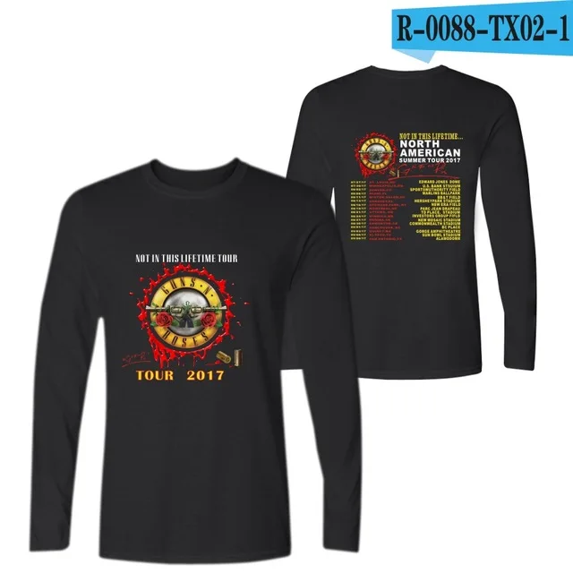 black Guns and Roses Мужская футболка весна осень футболка Мужская рок группа футболка хип хоп 4XL футболки топы брендовая одежда guns N Rose - Цвет: black
