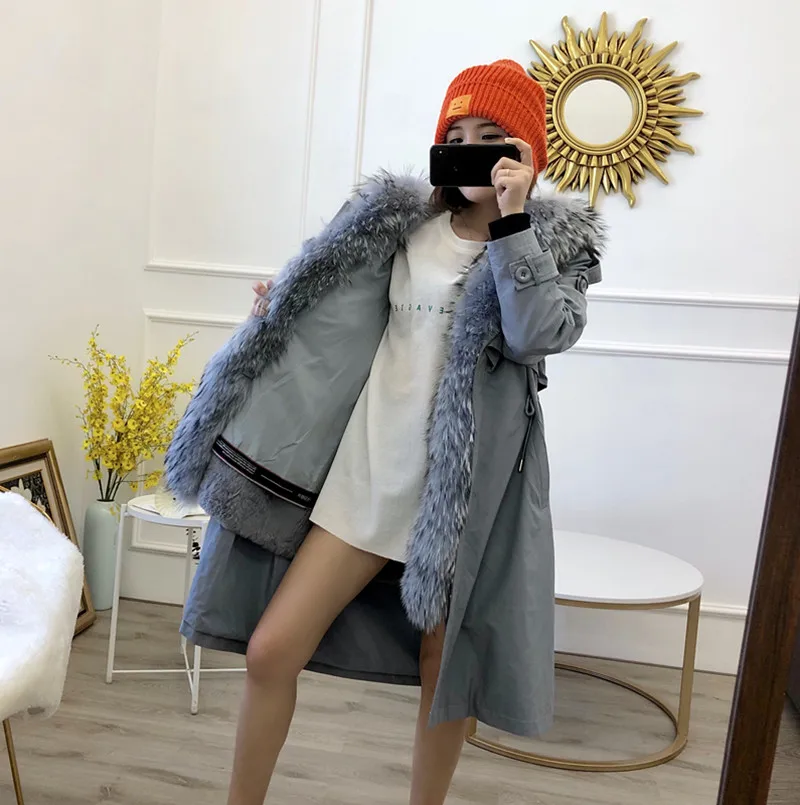 OFTBUY Водонепроницаемая парка 2019 натуральный мех пальто зимняя куртка Для женщин