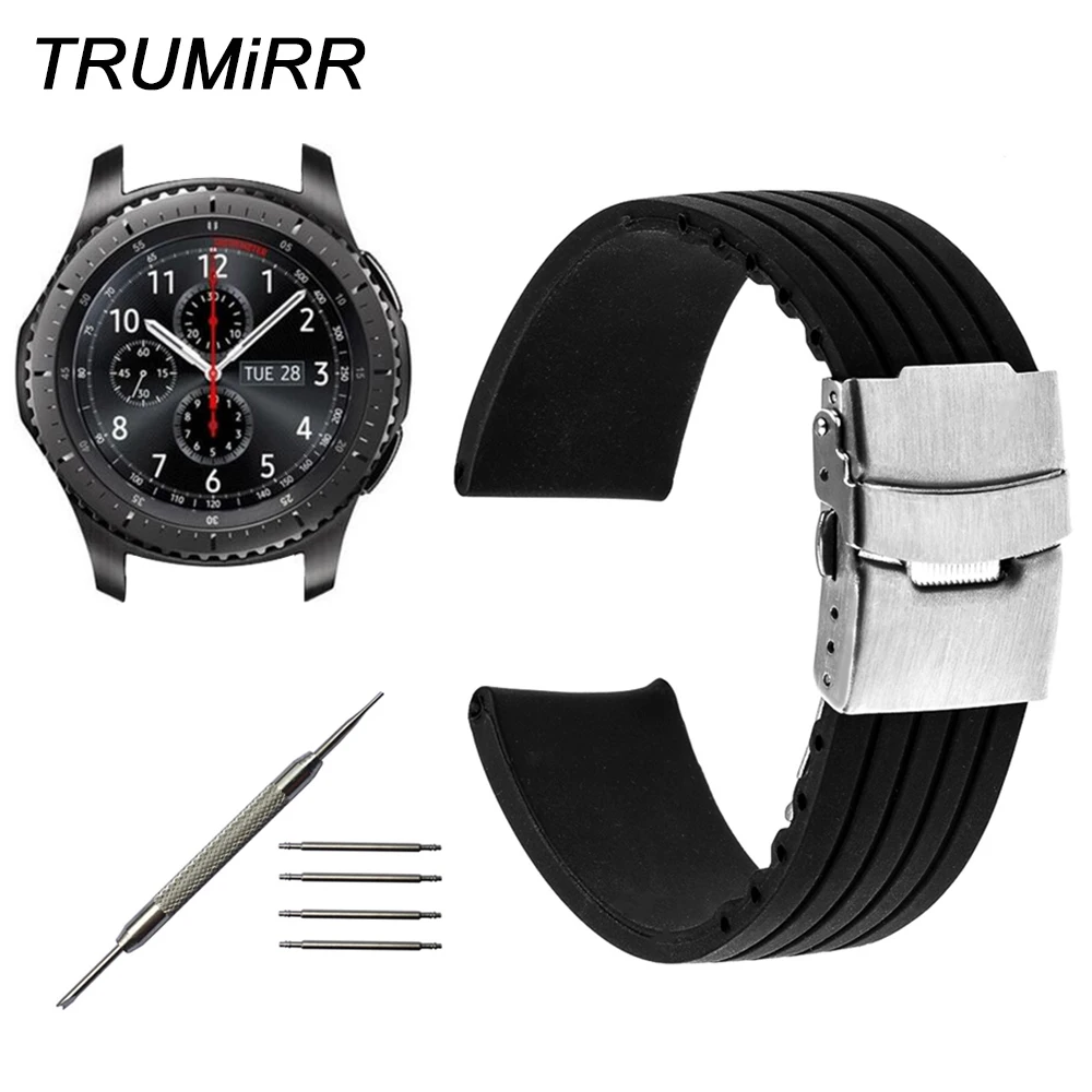 Силиконовый резиновый ремешок 22 мм для Samsung Gear S3 Classic Frontier Garmin Fenix Chronos наручных
