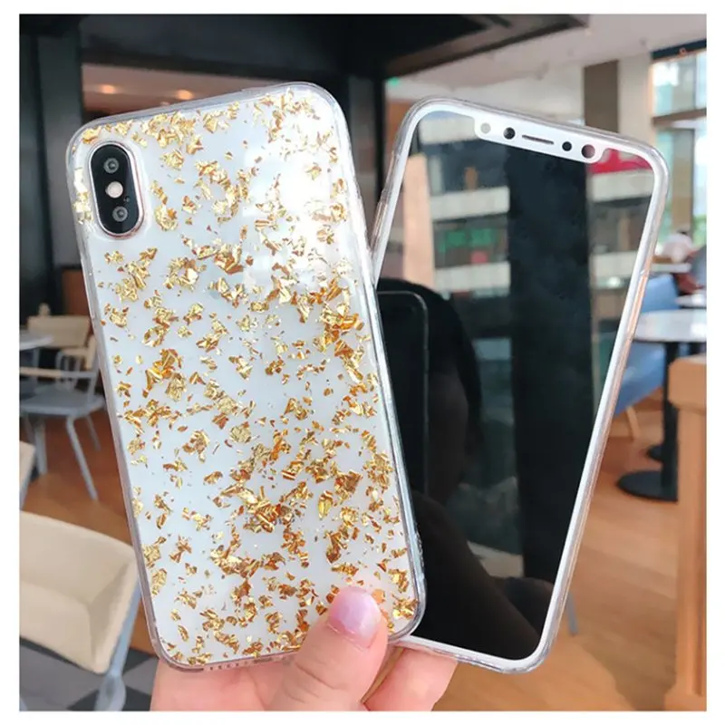 For Samsung Galaxy A7 2018 case A6 A8 Plus J4 J6 J5 J7 2017 coque Luxury Glitter Gold foil soft phone cover funda |
