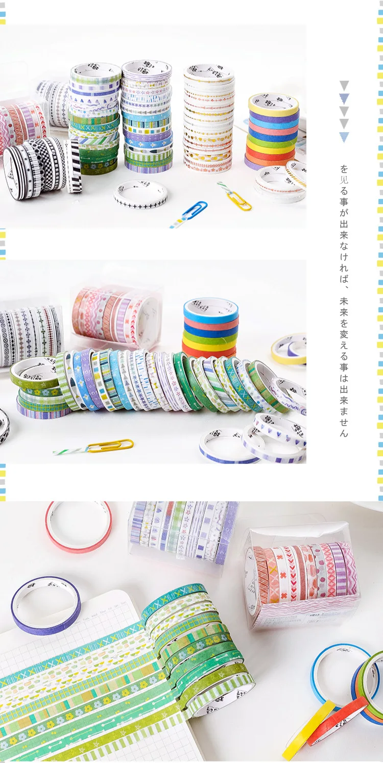 10 шт./кор., 5 мм, Милая Тонкая лента, Серия васи, набор Клейкой Ленты Kawaii DIY, декоративная клейкая маскирующая лента, стикеры, принадлежности для скрапбукинга