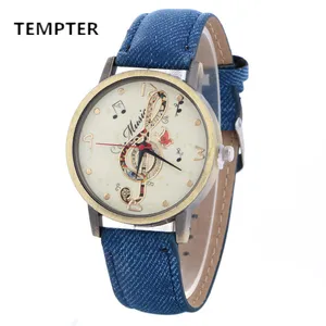 TEMPTER 2018 модные часы с музыкальными нотами женские повседневные джинсовые кварцевые часы повседневные спортивные часы мужские Relogio Feminino Reloj Mujer