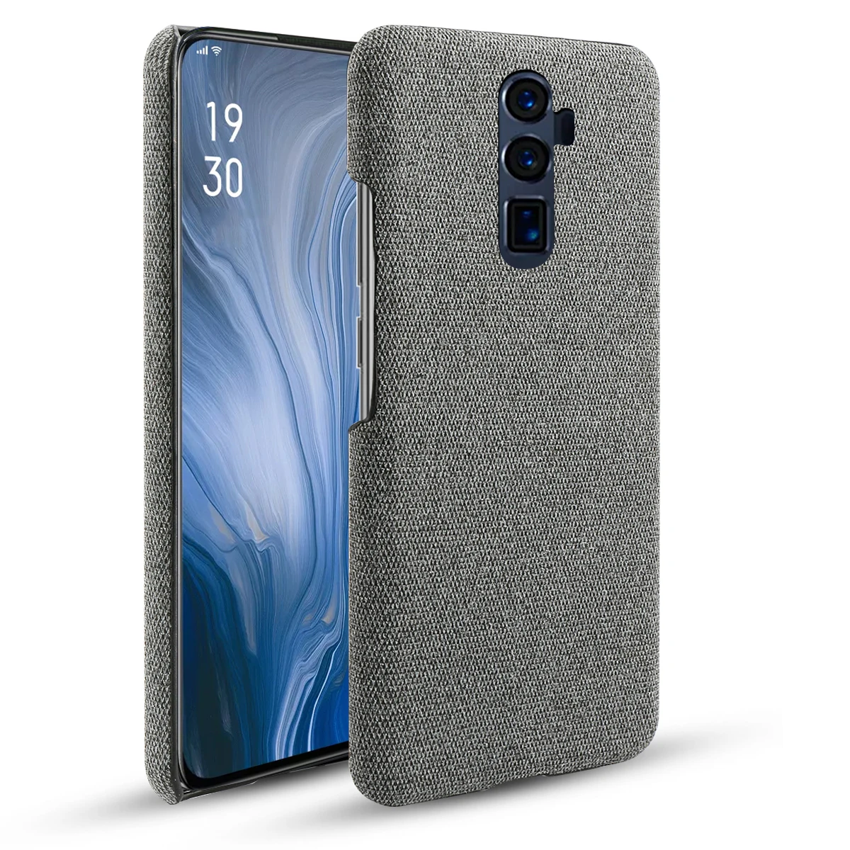 Чехол для Oppo Reno 5G Ultra Slim в ретро-стиле из ткани из плетения, прочный сзади из поликарбоната, антицарапин и защита от ударов Z.
