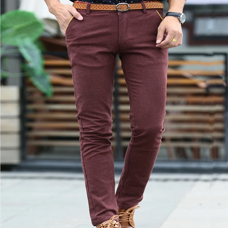 Для мужчин брюки летние Повседневное матовый стрейч мужской Slim fit Брюки Модный