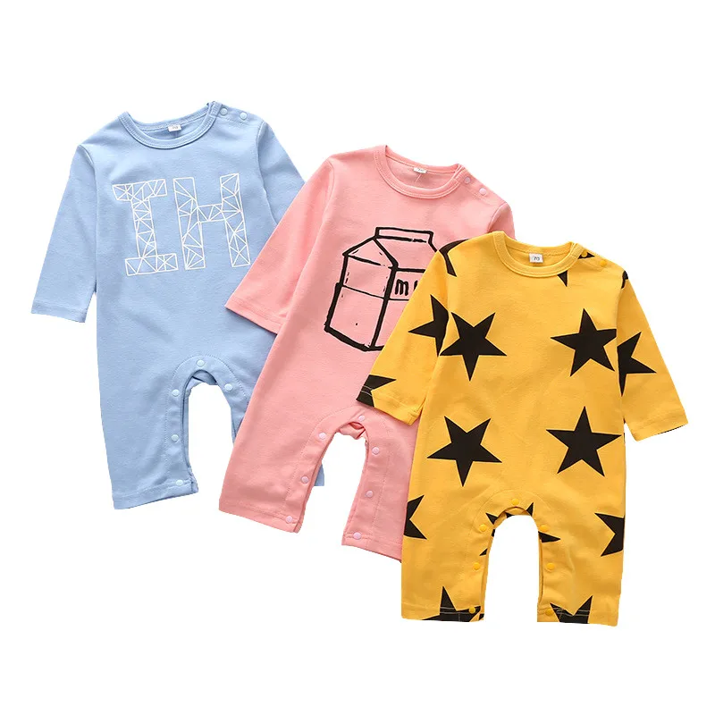 

NewBaby Milk Rompers Cotton Autumn Baby Boy Girl Jumpsuit Star Letter Long Sleeve Kid Infant Clothing Playsuit Outfits Clothing
