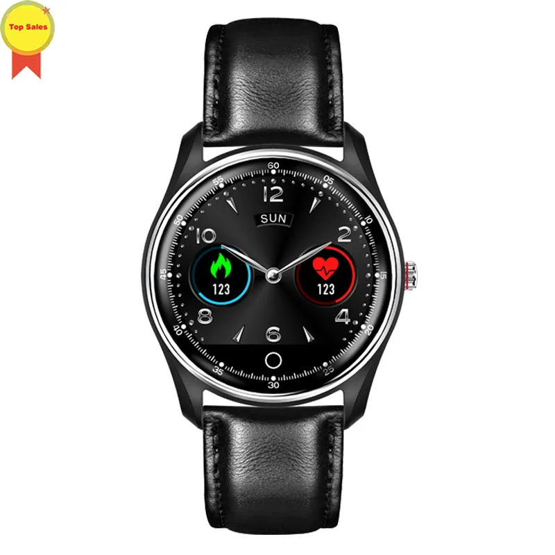 black leather Высококачественные ЭКГ PPG умные часы электрокардиограф часы ЭКГ монитор сердечного ритма кровяное давление спортивные умные часы для IOS Android - Цвет: black leather