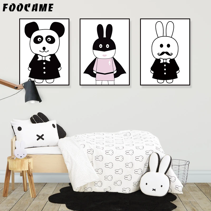 FOOCAME Pirate Hero Rabbit Panda Cartoon Nordic Poster Print Wall Art Canvas Painting Decoration Picture Baby Nursery Room Decor | Дом и сад