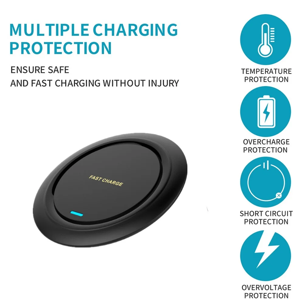 

10W Fast Wireless Charger Round Charging Compatible with iPhone 8/8 Plus/X/XS/XR/XS MAX Samsung Galaxy All QI-Enabled Smartphone