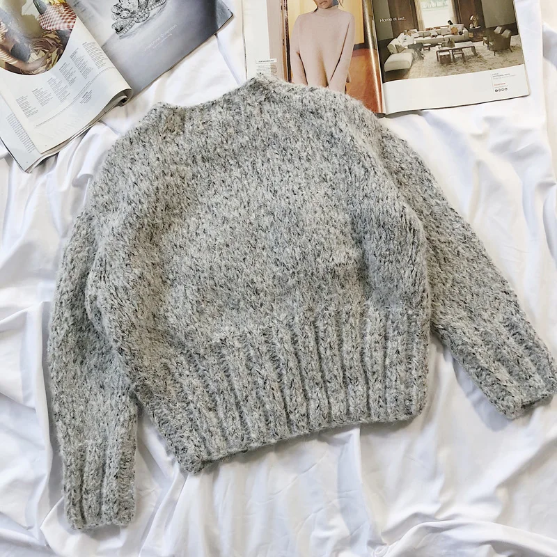 Женский пуловер из натуральной шерсти джемпер ручной работы с трехмерным узором