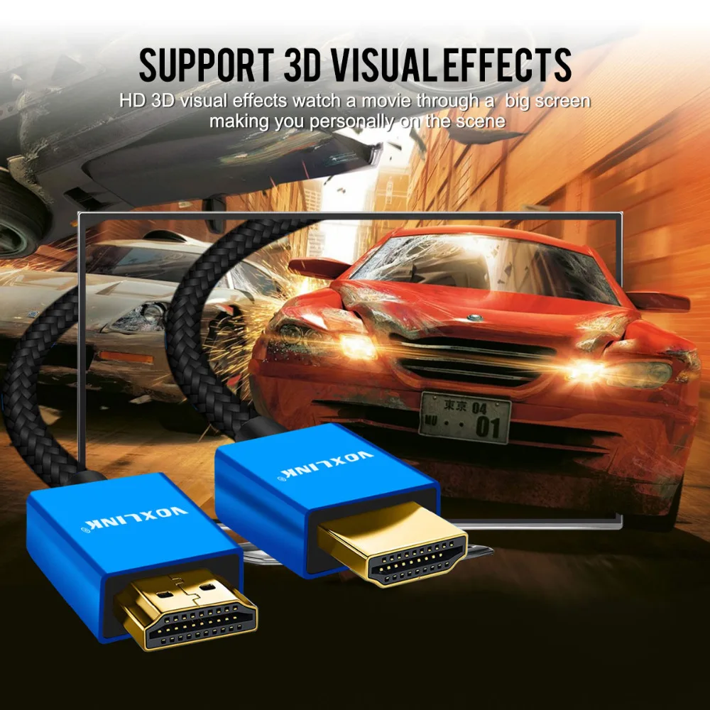 VOXLINK ULTRA HD HDMI кабель 4K* 2K 1080P 3D HDMI к HDMI кабель для BLURAY PS3 PS4 HDTV xbox 360 3 фута 6 футов 10 футов Плетеный HDMI шнур