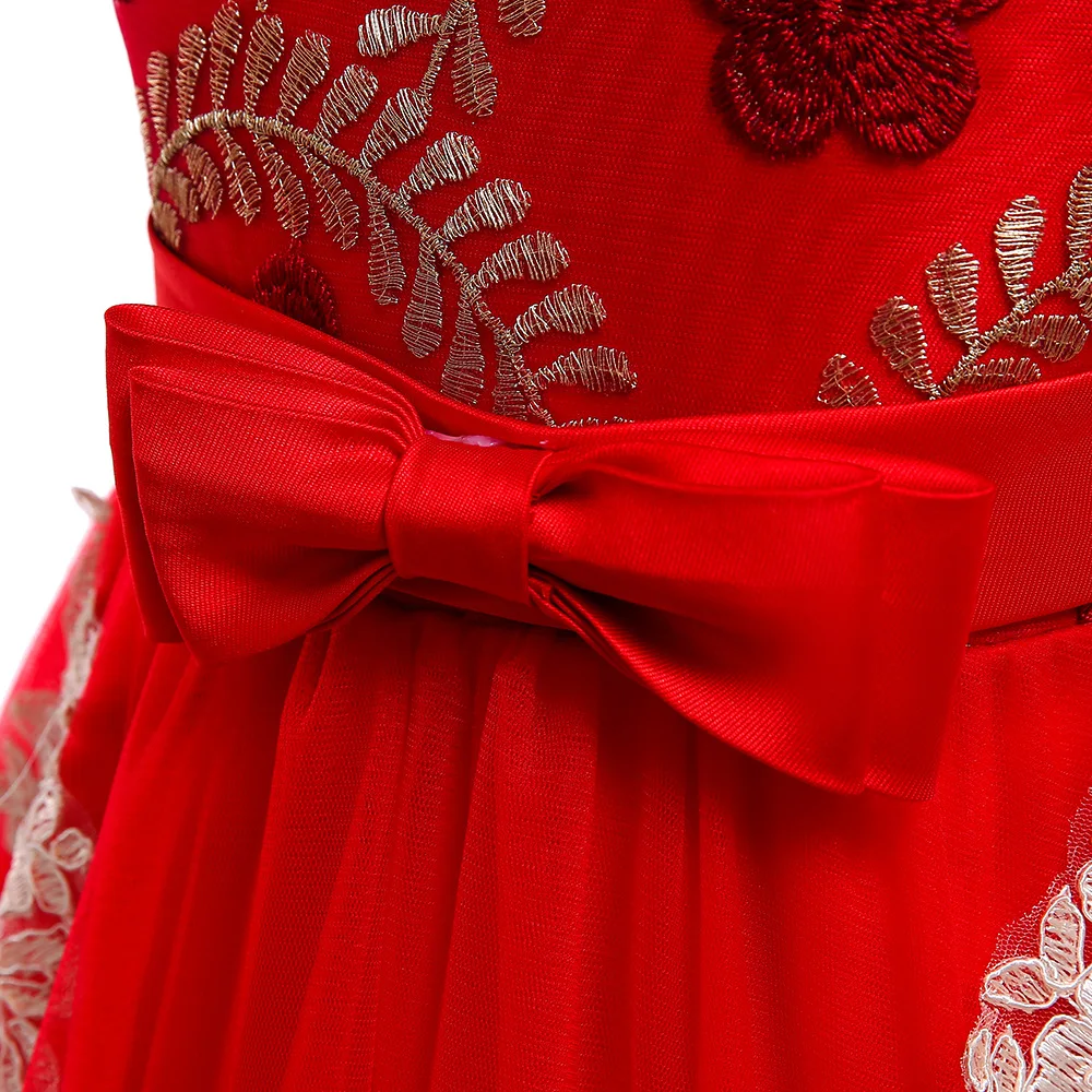 Свадебное платье принцессы с цветочным узором для маленьких девочек детское