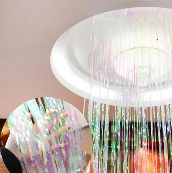 

50pcs Rainbow Fringe Foil Curtain Party Tinsel Backdrop for Photography Room Wedding Birthday Showers Party Doorway