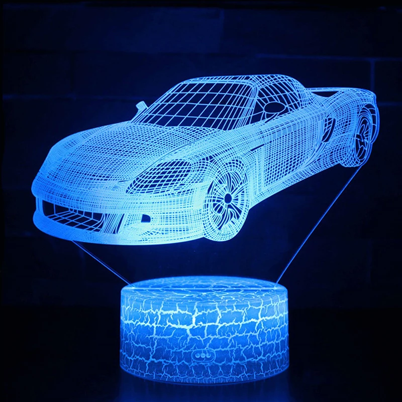Автомобильная акриловая 3D Голограмма лампа, 7 цветов, Ночной светильник, детский сенсорный переключатель, цветной светильник s светодиодный USB настольная лампа, атмосферная лампа D30