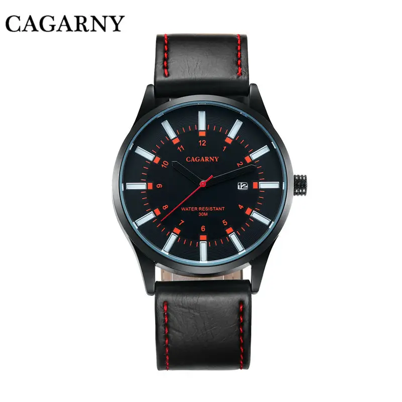 Модные кварцевые часы с кожаным ремешком мужские водонепроницаемые японские