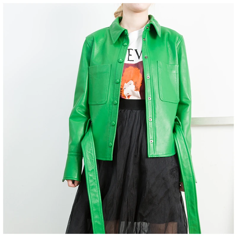 Кожаная Короткая Женская приталенная куртка весна-осень 2019 модная Новая