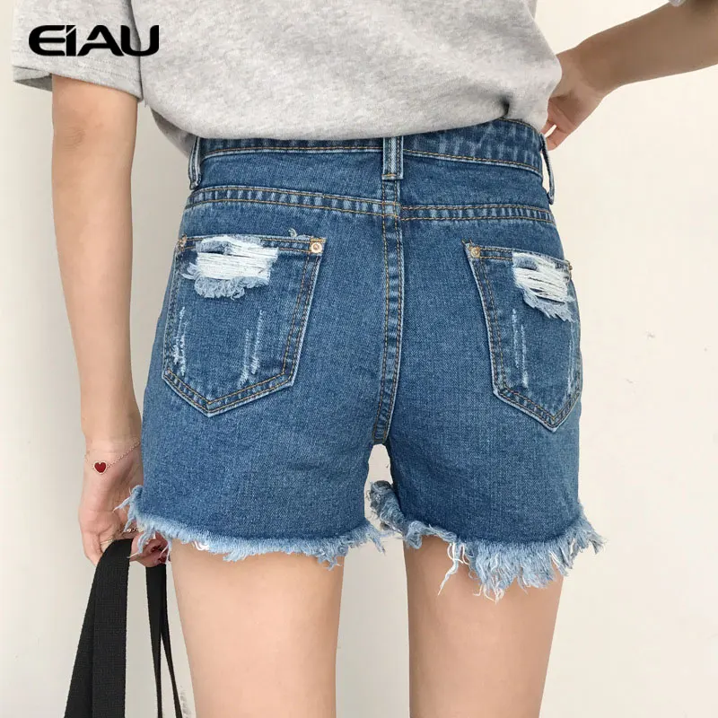 2017 Летняя Мода Кисти Прямые Высокой Талии Шорты Джинсы женская Одежда Кнопка