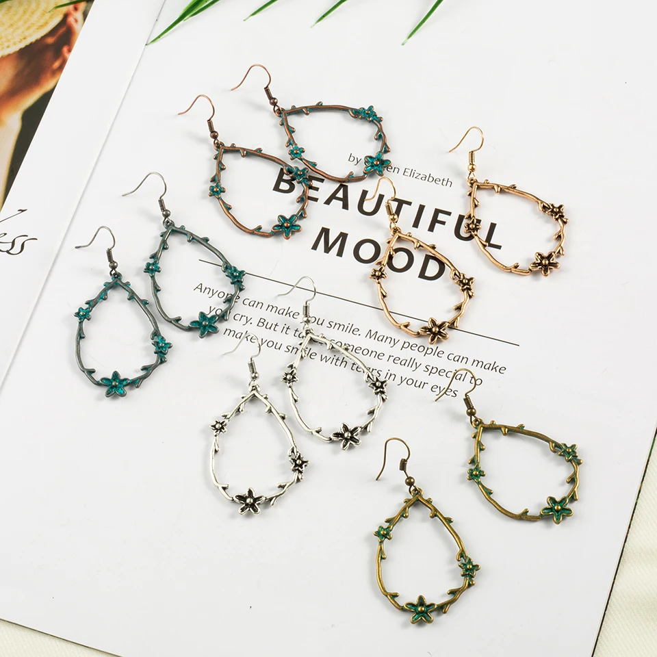Старинный сплав Boho Ethinic Висячие Подвеска для сережек женщин Винтажная бижутерия