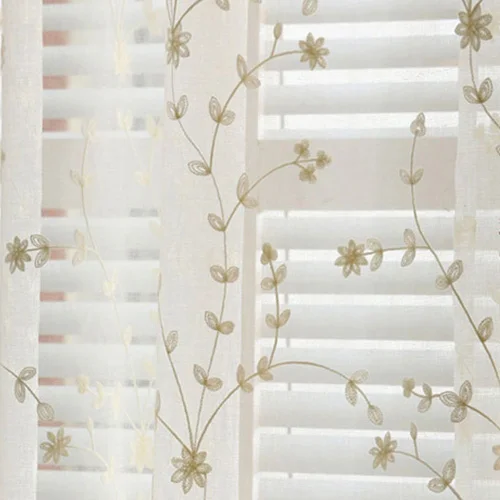 White voile curtain Новые белые/синие вышитые листья тюлевые занавески для гостиной вуаль занавески для спальни отвесные занавески Оконные Занавески - Цвет: White voile curtain