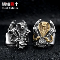 steel soldier retro snake ring stainless steel punk personality men adjustable jewelry