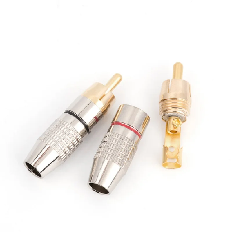 Позолоченный RCA штекер припоя без лотоса голова AV и видео головки вилки сварки