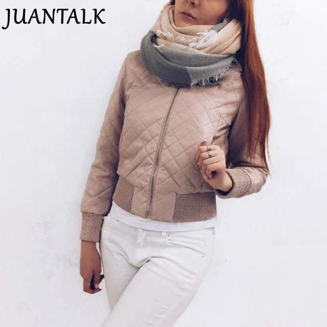 

Куртка JUANTALK женская из искусственной кожи, модная короткая утепленная мотоциклетная куртка из искусственной кожи на молнии с круглым вырез...