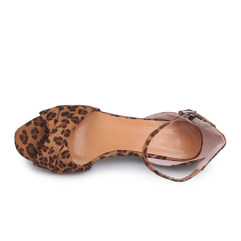 RIZABINA/классические леопардовые босоножки на танкетке обувь среднем каблуке с