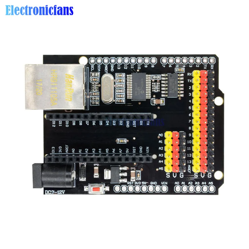 Diymore ENC28J60 Щит Ethernet V2.0 LAN сетевой модуль I/O SPI 51 AVR PIC LPC STM32 для Arduino UNO R3 CH340G NANO