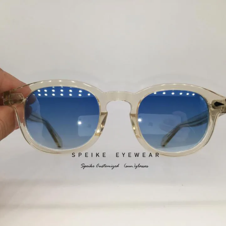 Yellow frame SPEIKE по индивидуальному заказу, высокое качество, синие градиентные солнцезащитные очки» Джонни Деппом Lemtosh Стиль очки можно носить близорукости очки 44/46/49 мм - Цвет линз: Yellow frame
