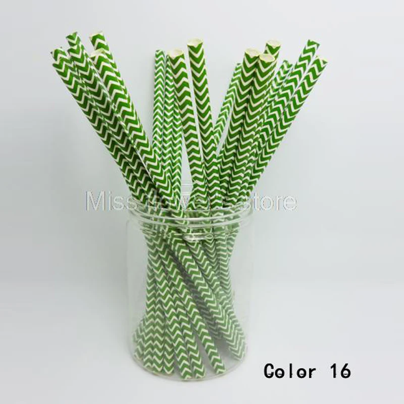 25 шт. Бумага темно-зеленый шеврон полосатые питьевые соломинки для вечеринки дня