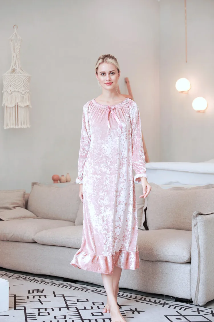 Fdfklak M-XXL, плюс размер, осенняя новинка, женская ночная рубашка, ночная рубашка, Женское ночное белье, сексуальное ночное белье, платье для сна, Q1538