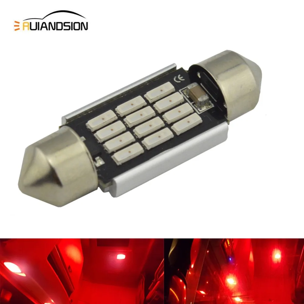 20 штук 31 мм 36 мм/39 мм/41 12 SMD 4014 красный купол с фестонами CANBUS без ошибок автомобиля