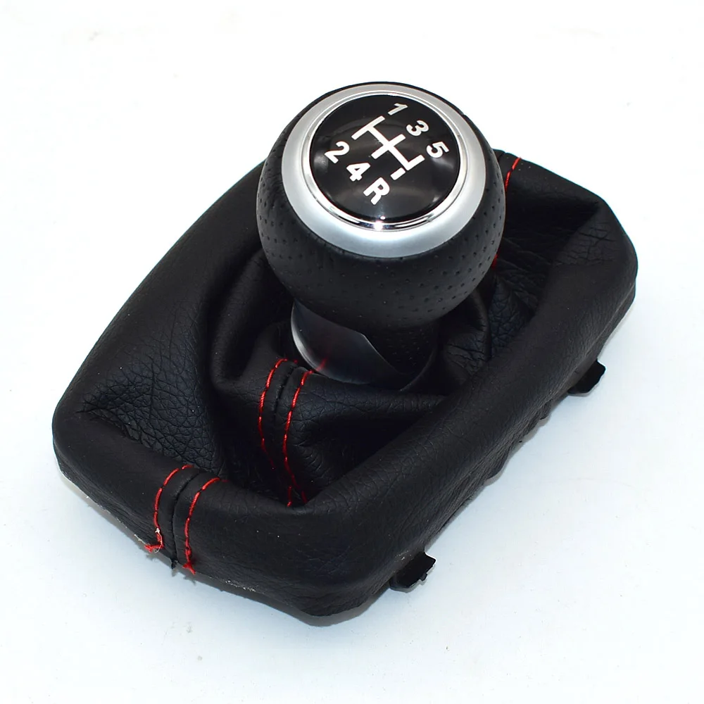 5 Speed-silver-01 5/6 Скорость 12 мм ручка переключения рулевого механизма автомобиля рукоять рычага гетры загрузки крышка чехол красной строчкой для Audi A3 S3 2001 2002 2003 - Название цвета: 5 Speed-silver-01