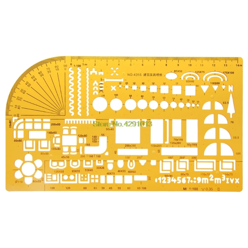 Hot Professional Universal Furniture Construction Architect Template Ruler 1:100 Drop Shipping Support
