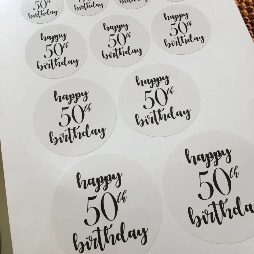 1 5/2/2.5/3 дюймовый круглый Happy 50th на день рождения наклейки этикетки вечерние пользу