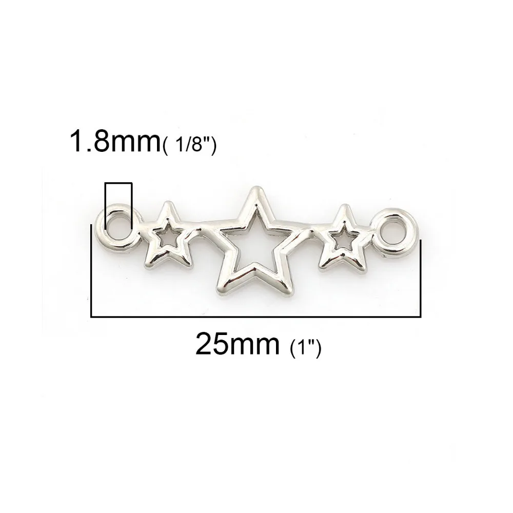 DoreenBeads Zinc Based Alloy Connectors Jewelry Findings Pentagram Star Gold Silver Color 25mm(1&quot) x 9mm( 3/8&quot) 20 PCs | Украшения