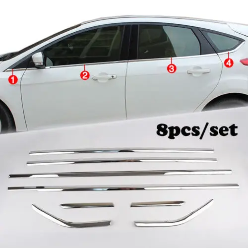 

Fit For Ford Focus 12- Hatch Chrome Bottom Window Sill Cover Trim Molding Strip