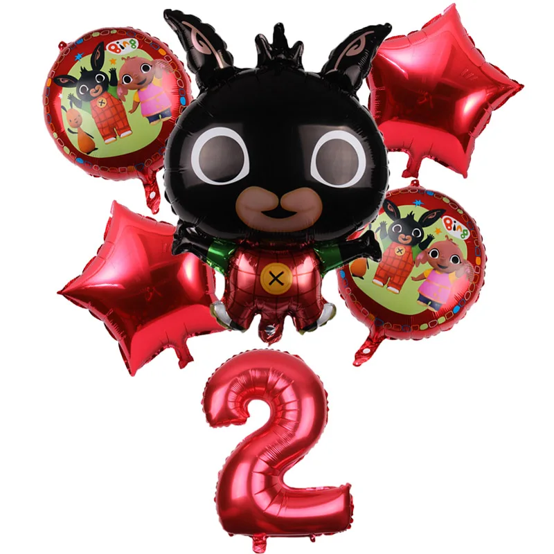 black 2 6 шт. 83*45 см Bing Банни фольгированные шары мультфильм кролик воздушные шары набор 32 дюймов номер ребенок 1-9 день рождения Декор принадлежности игрушки - Цвет: black 2