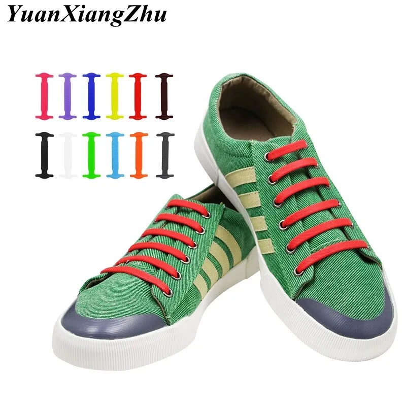 16Pc/Set 13Colors Unisex Adult Athletic Running No Tie Shoelaces Elastic Silicone Shoelaces All Sneakers Fit Strap Shoe Lace L12
