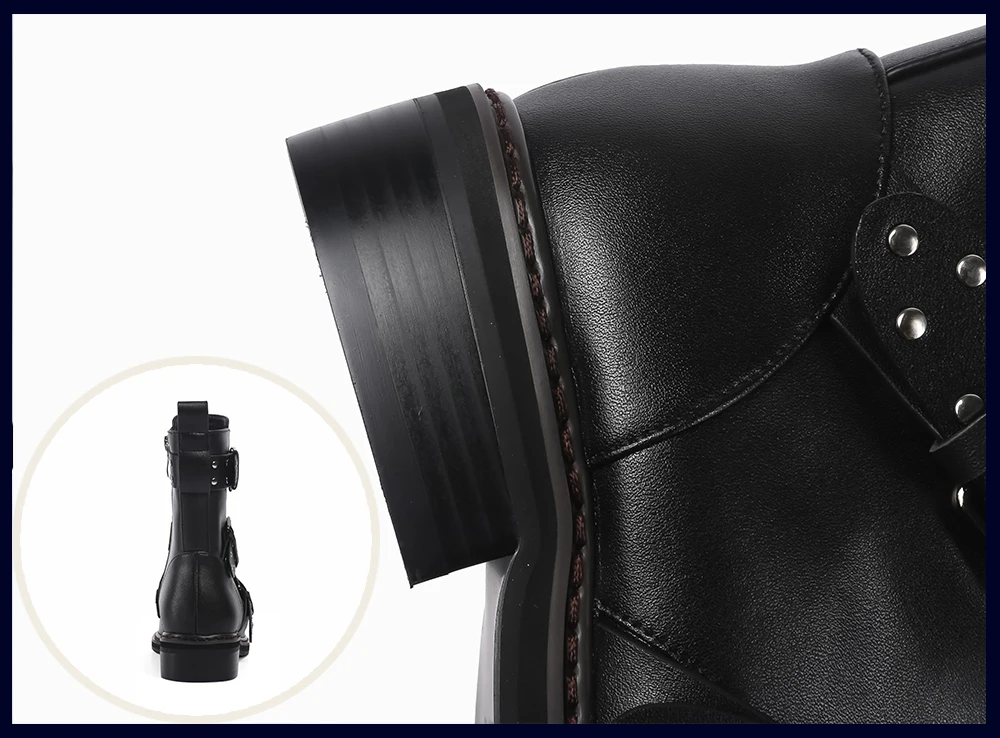 SOPHITINA New Fashion Genuine Leather Square Heel Women Boots Casual Outside Med Heel Shoes Basic Solid Ladies Ankle Boots SO224