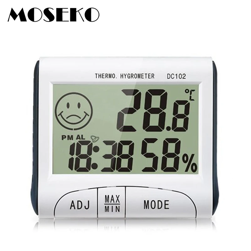 

MOSEKO Mini Indoor LCD Digital Thermometer Hygrometer Alarm Clock Timer Weather Station Electronic Temperature Humidity Meter
