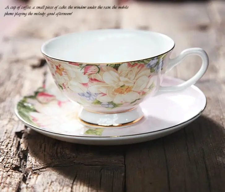 Набор из 22 цветочных кофейных чашек подарочный набор костяного фарфора для