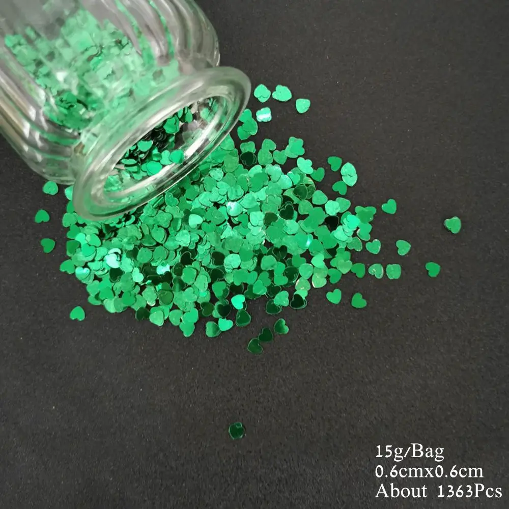 6mm Heart Green 15 г Свадебное Сердце Конфетти бархатное сердце с любовью красное Золотое Серебряное сердце конфетти с блестками сделай сам для свадьбы, дня рождения, вечеринки - Цвет: 6mm Heart Green