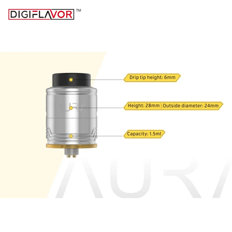 Оригинальный атомайзер Digiflavor Aura RDA 1 5 мл емкость испаритель 24 мм Диаметр BF разъем